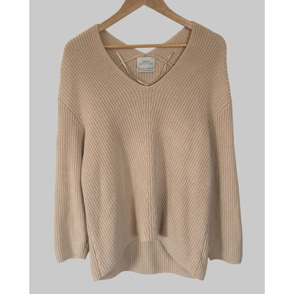 Urban Outfitters Sweaters - Urban Outfitters Knit Sweater Womens Size M Beige V-neck Oversized Boho Beachy